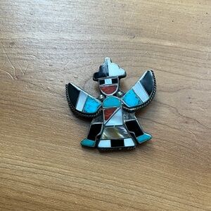 Turquoise inlay pin pendant